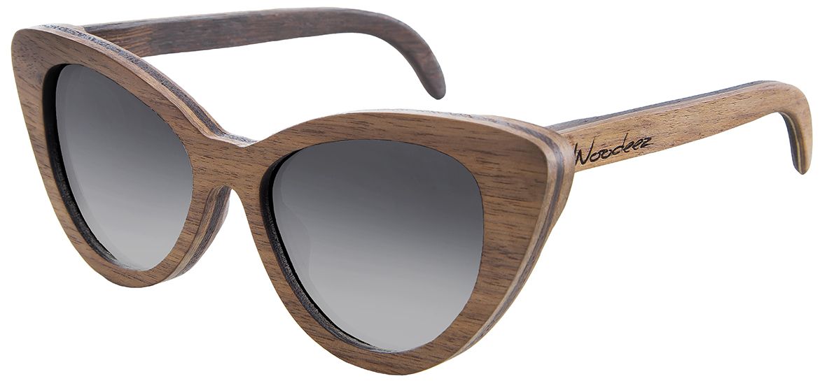 Женские солнцезащитные очки Woodeez Cat Eye в деревянной оправе светло-коричневого цвета - главное фото