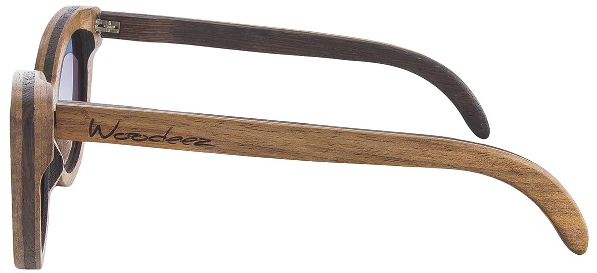 Женские солнцезащитные очки Woodeez Cat Eye в деревянной оправе светло-коричневого цвета - фото сбоку