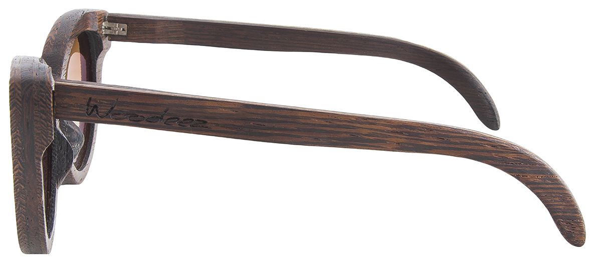 Женские солнцезащитные очки Woodeez Cat Eye тёмно-коричневого цвета - фото сбоку