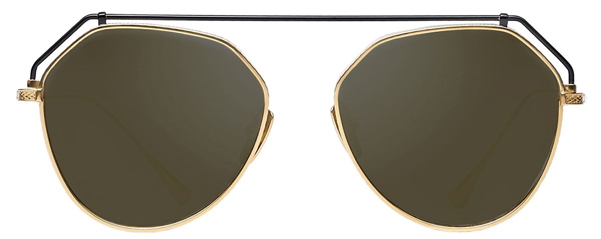 1 - Солнцезащитные очки 40 Million Moira GLD/BLK 630 в необычной оправе геометрической формы - фото спереди